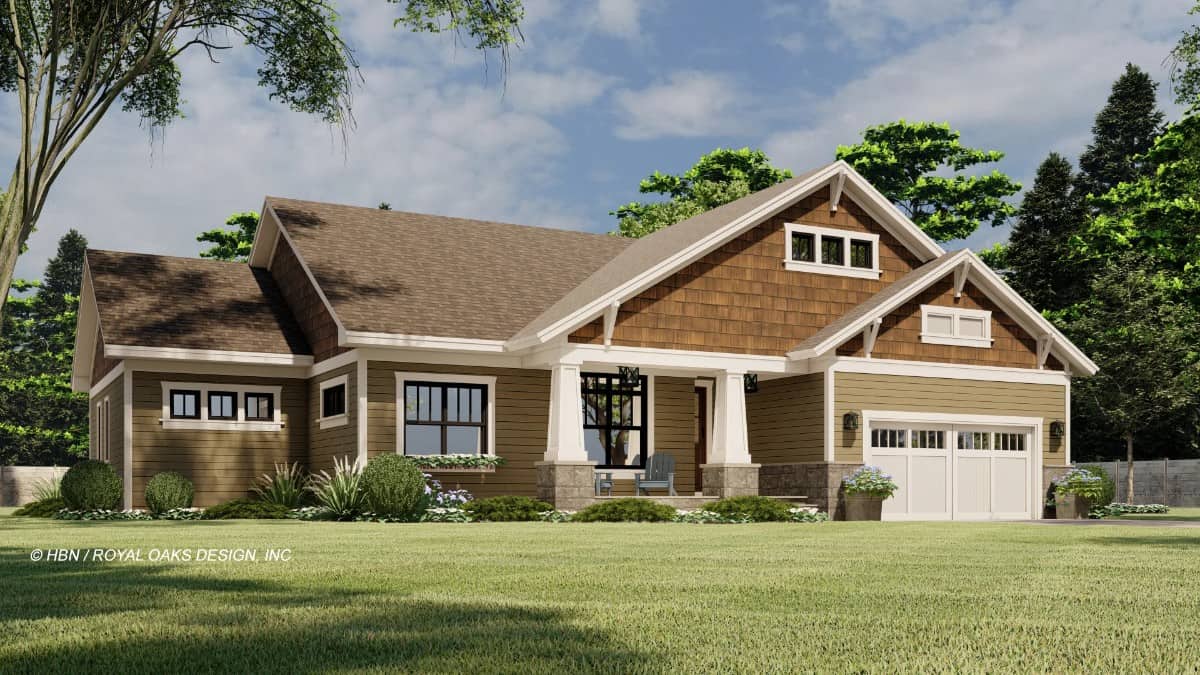 Single-Story Craftsman Style 3-Bedroom Aspen Shores Home with Front Porch and Basement Expansion