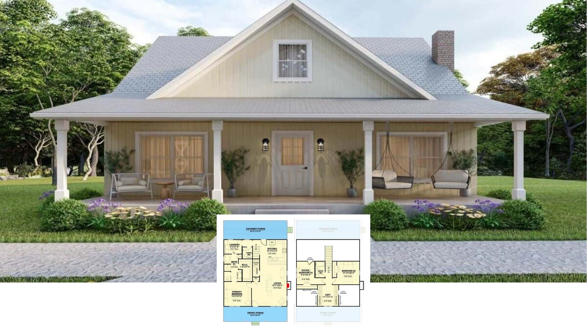 Tour This Charming 3-Bedroom Craftsman Home with an Inviting Porch and Classic Style (View the 1,800 Sq. Ft. Floor Plan)