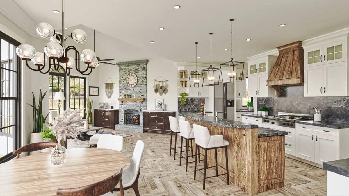 The open layout provides a wonderful space for gathering and entertaining.