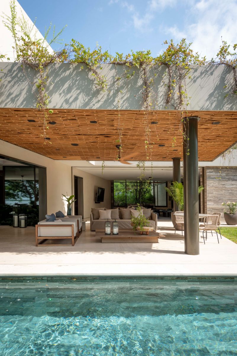 The pool house, which served as the public space and included an outside living area ideal for relaxing.