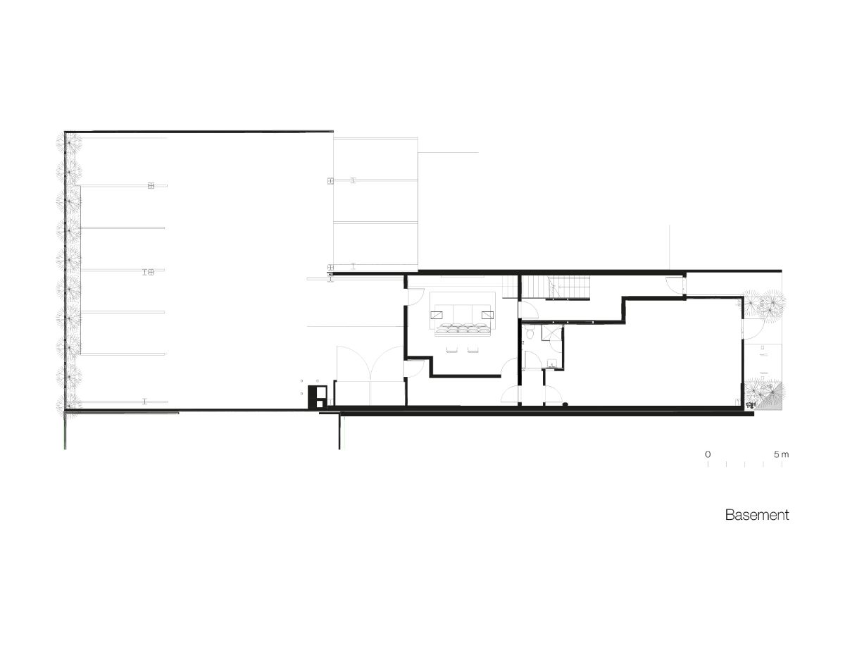 The basement plan of the Venice beach townhouse.