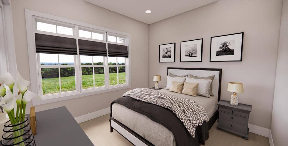 A trio of windows provides the third bedroom with incredible views and abundant natural light.