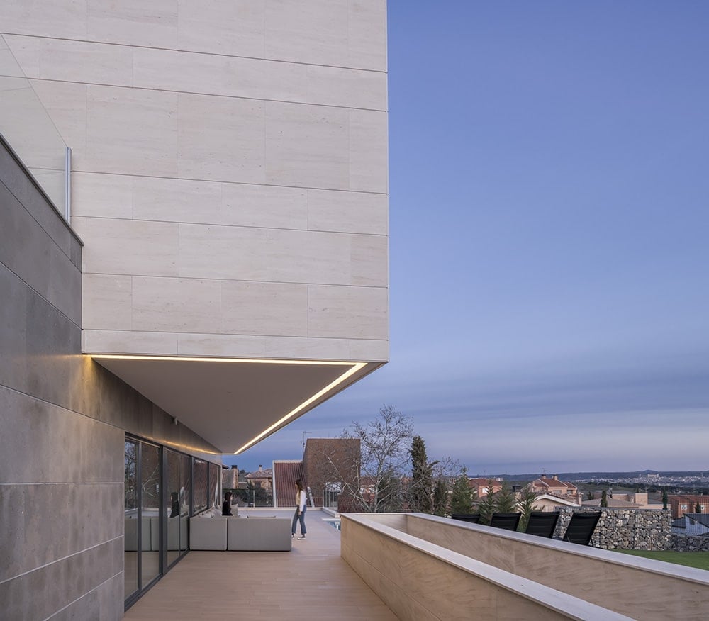 The terrace provides a perfect spot for relaxation, especially during the night.