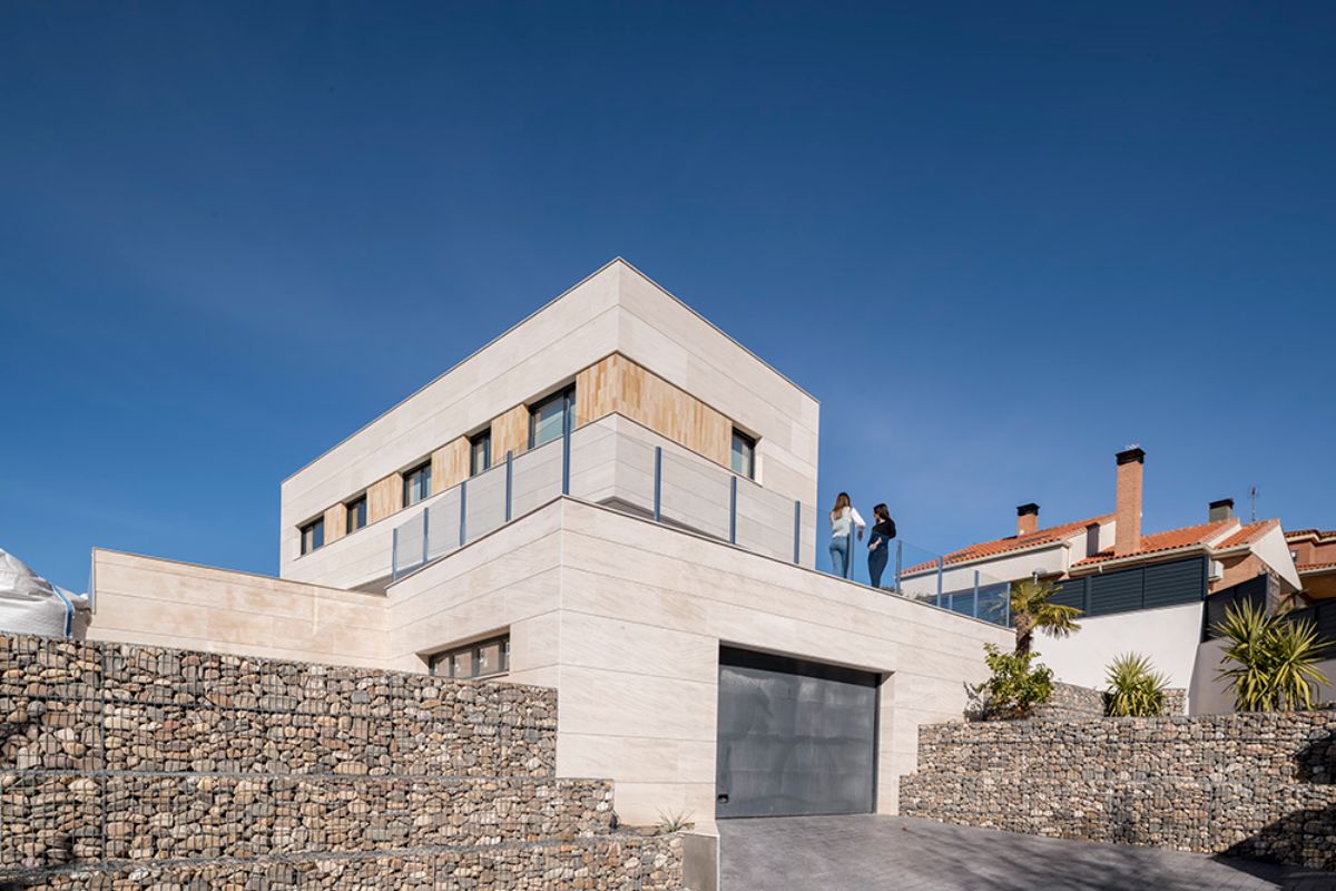 The retaining walls cascade to the lower level creating an attractive landscape.