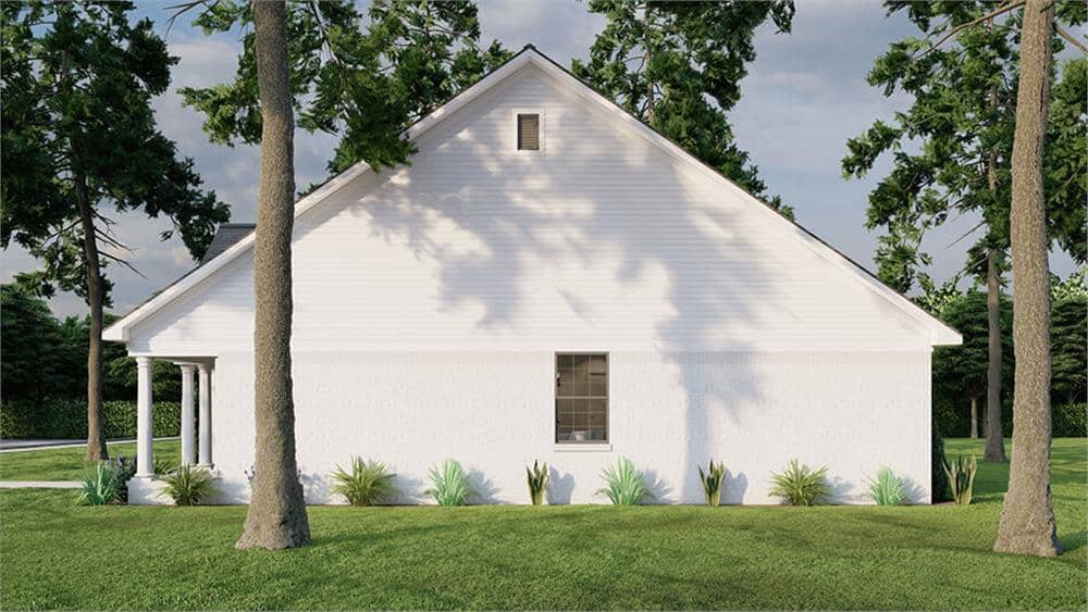 Right rendering with stucco and siding capped by a large gable.