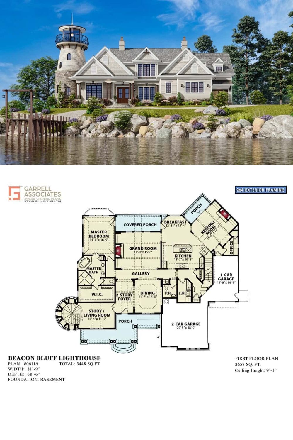 3-Bedroom Coastal Style Two-Story The Beacon Bluff Lighthouse with Loft ...