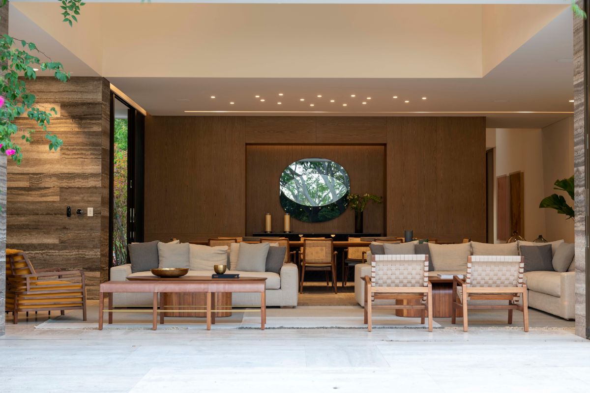 The terrace is positioned on the opposite side of the house, with additional privacy separated from the public area. 