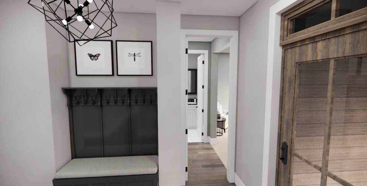 A small hallway off the foyer leads to the guest suite.
