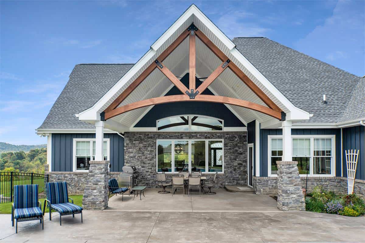 A covered porch provides a great spot for relaxing or entertaining.