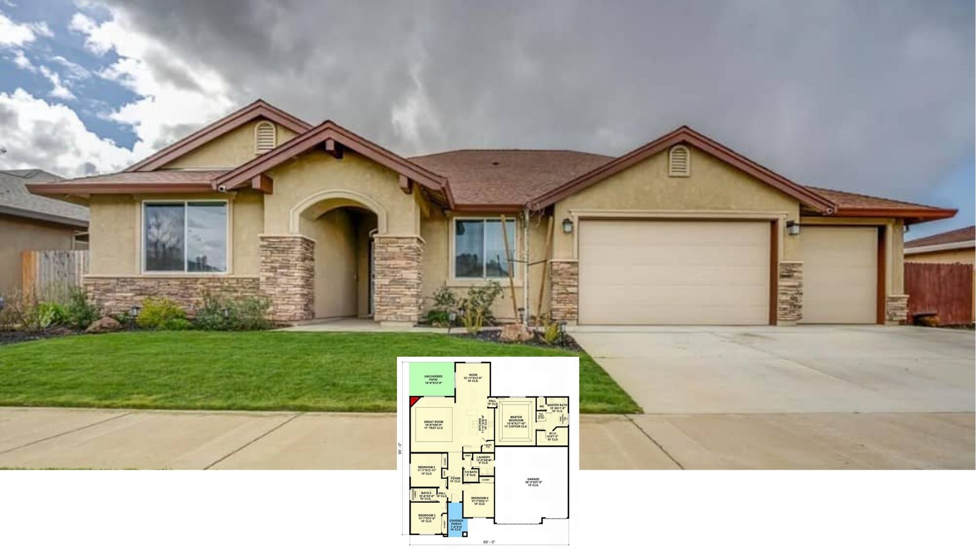 Step Inside This 2,228 Sq. Ft. 4-Bedroom Tuscan Style Ranch with Open Concept Living (See the Floor Plan)