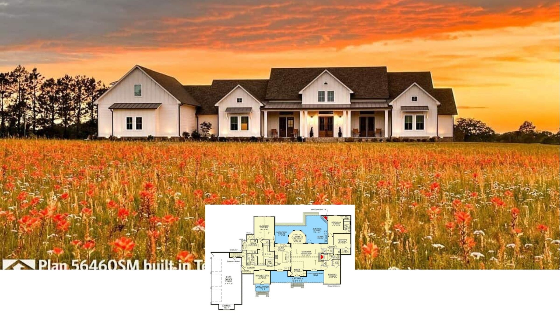 Take a Tour of this 3,000+ Sq. Ft. 5-Bedroom Modern Farmhouse for Wide and Corner Lots with a Bonus Room (Floor Plan Included)