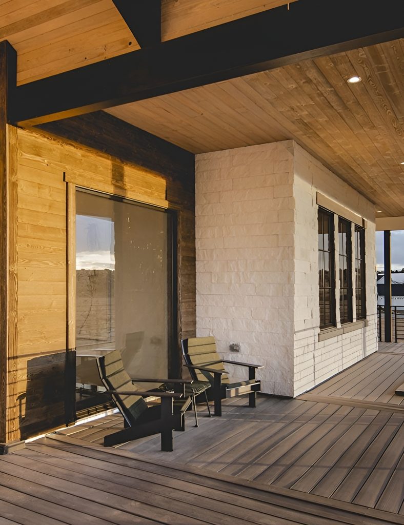 These black loungers made this porch a perfect spot for unwinding and watching the sunset.