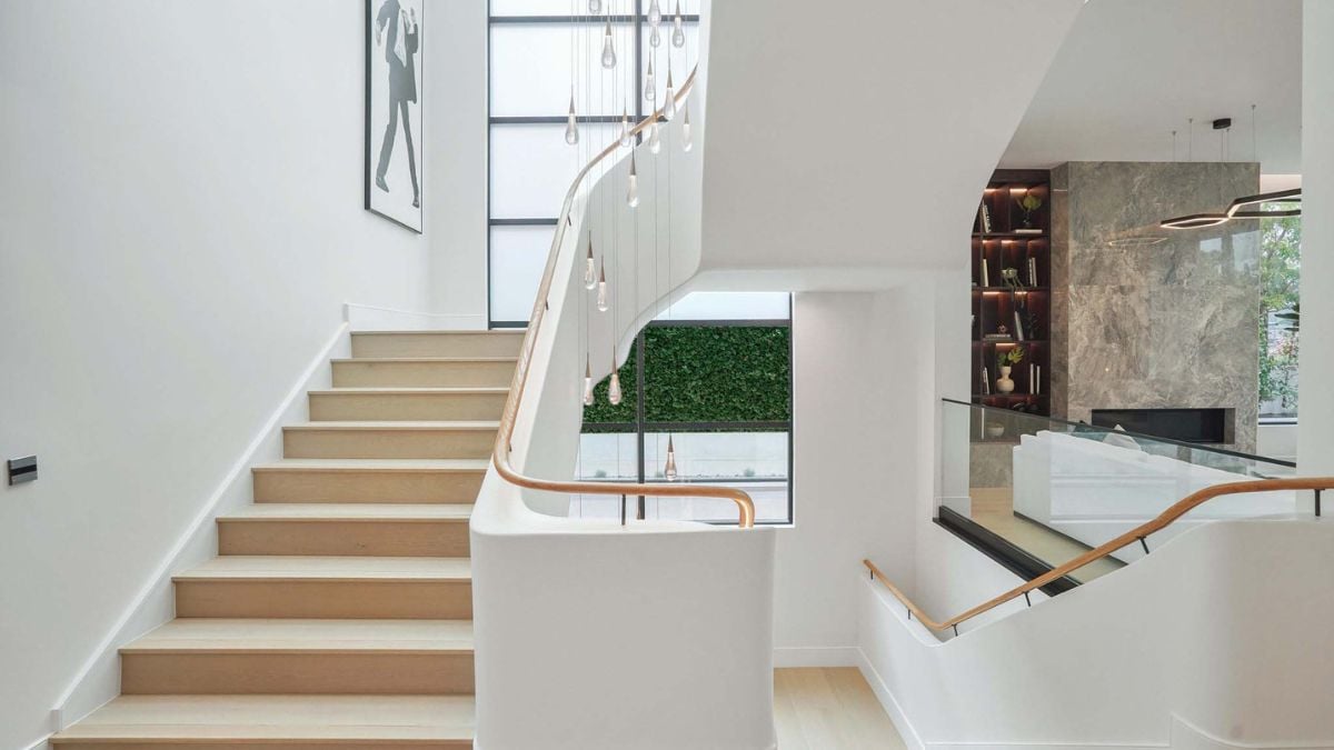 Ascend to architectural beauty with a breathtaking modern staircase, featuring sleek lines, high-quality materials, and expert craftsmanship.