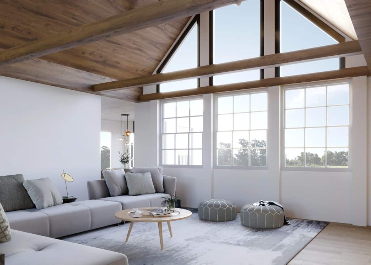 Inviting Living Room with Vaulted Ceiling