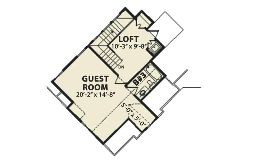 Bonus level floor plan with loft and a guest suite.