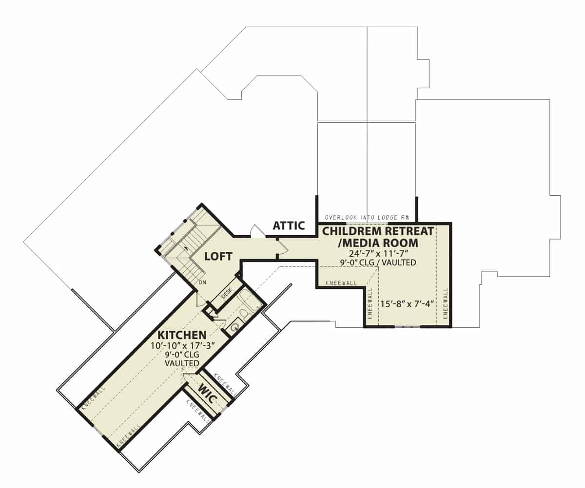 Optional second level floor plan with a loft, kitchen, children's retreat/media room.