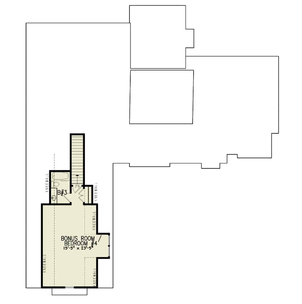 Bonus room floor plan with built-in closet and a full bathroom.
