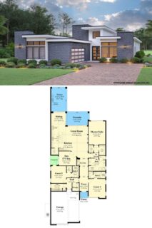 3-Bedroom Single-Story Mid-Century Modern Home for a Narrow Lot with ...