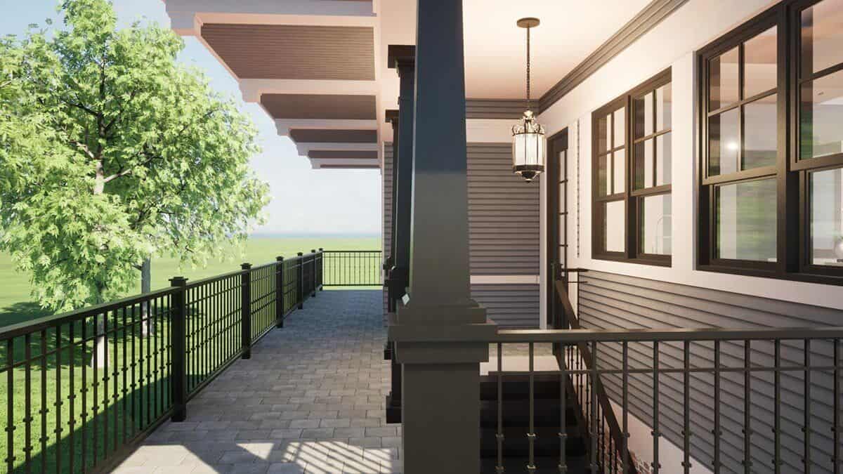The wraparound porch extends the living space outdoors.