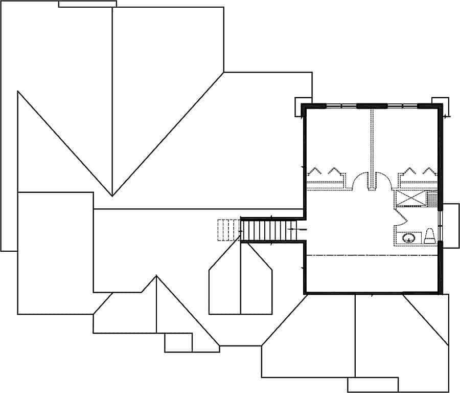 Second level floor plan with a bonus room.