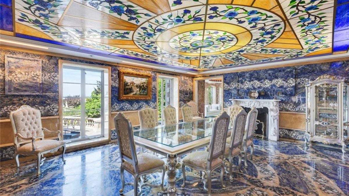 Classic Blue Marble Living Area with uniquely provides grandfathered features.