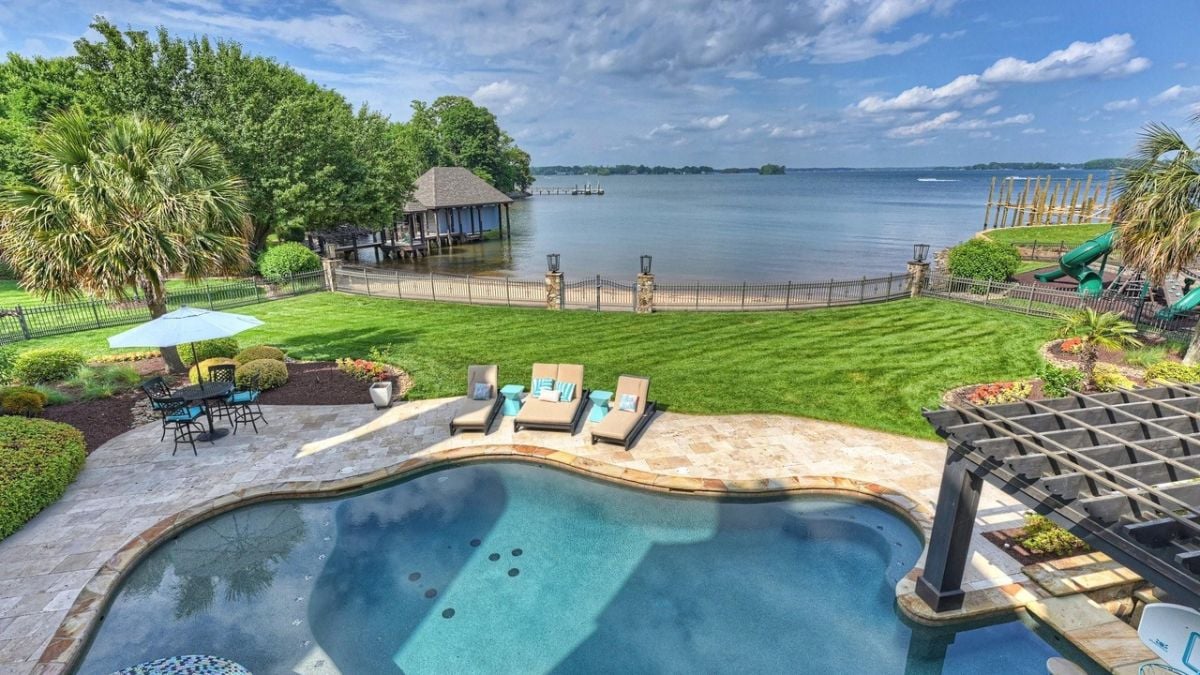 View of the pool from the veranda