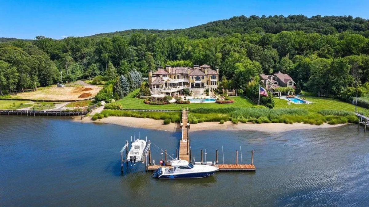 The overlooking impeccable grounds and Navesink River.