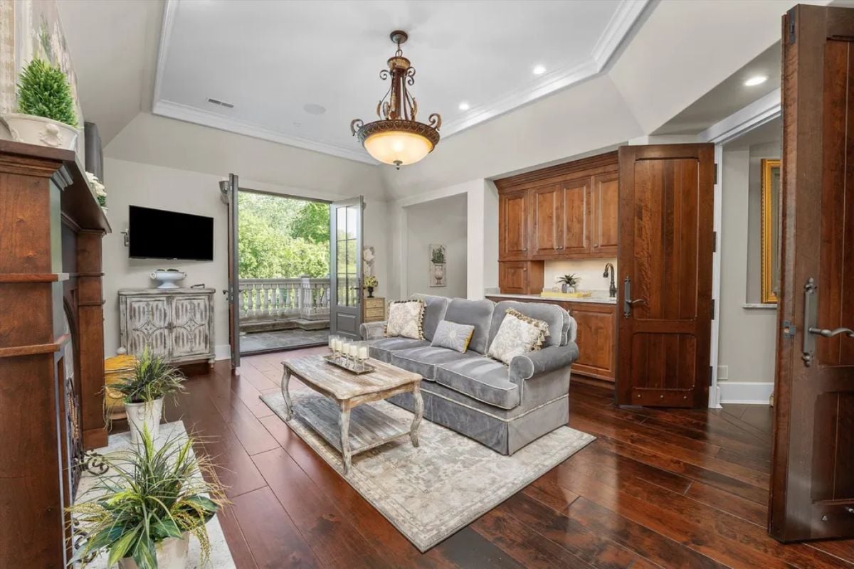 Gray and white living room
