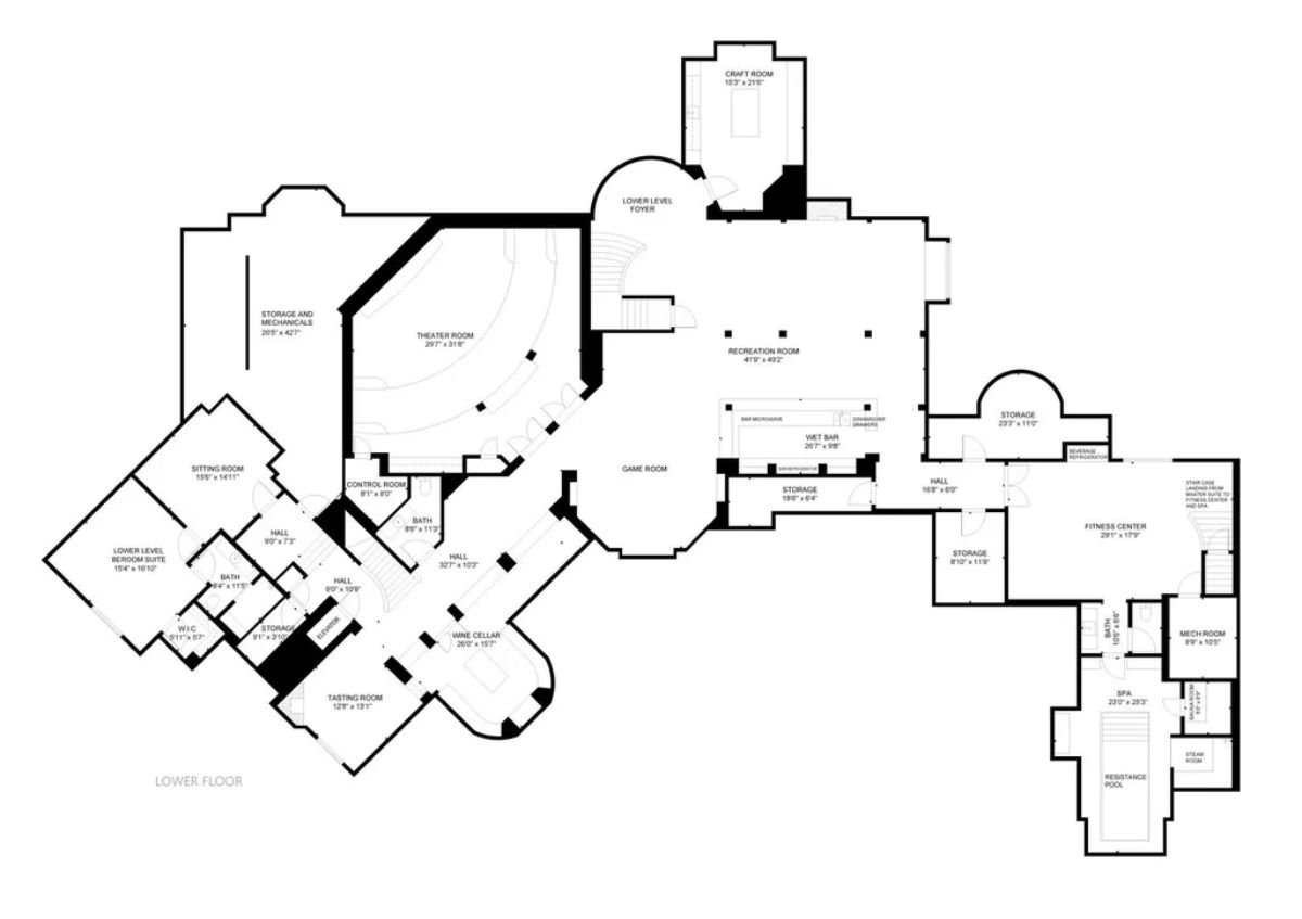 Mansion lower floor layout