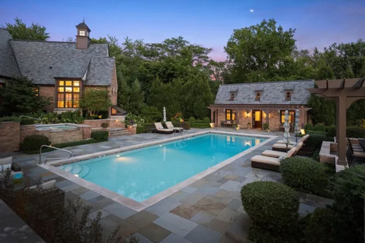 Landscaped pool area
