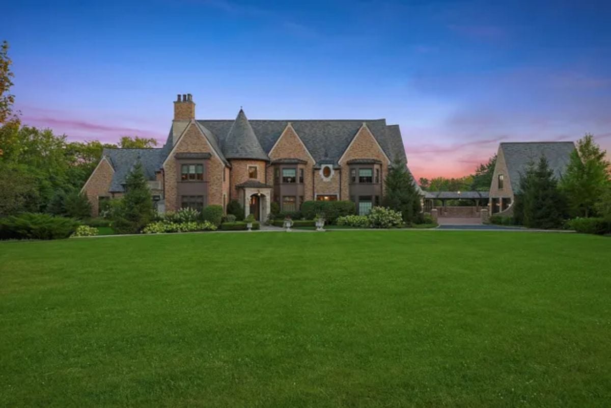 Grassy mansion yard