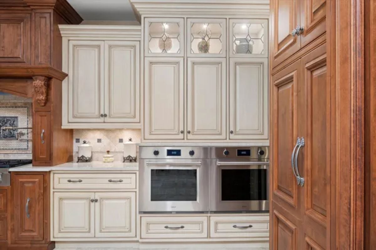Compartmentalized wooden kitchen cabinets