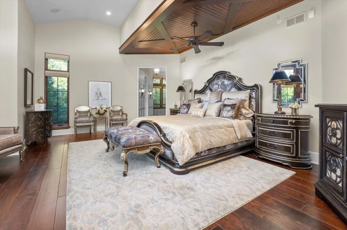 Silver and white bedroom