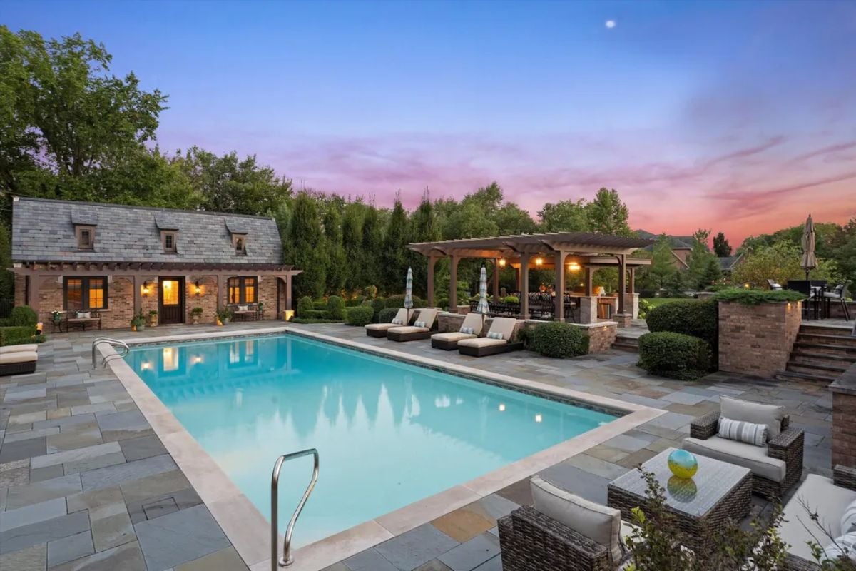 Oblique pool area view
