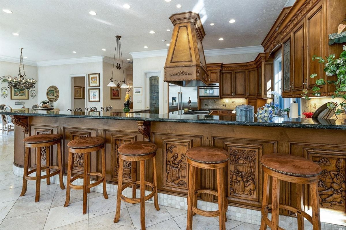 Bar with chairs.