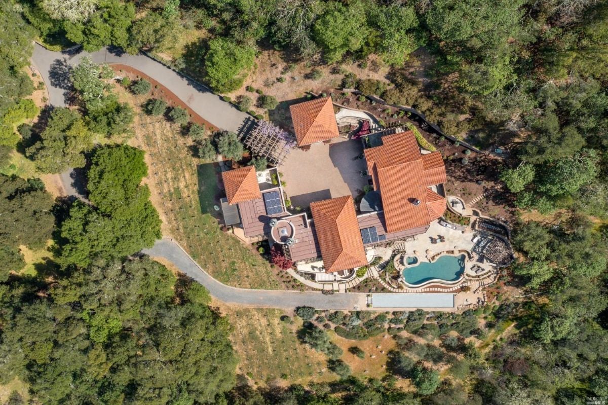 Aerial top view of the property.