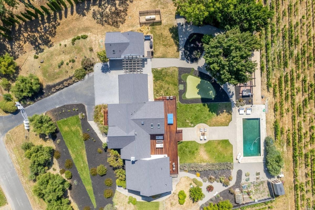 Aerial top view of the property.