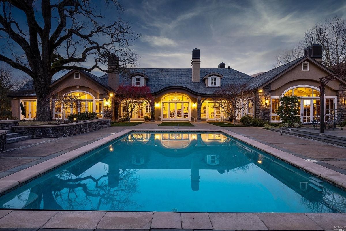 Rear view of the house with pool.