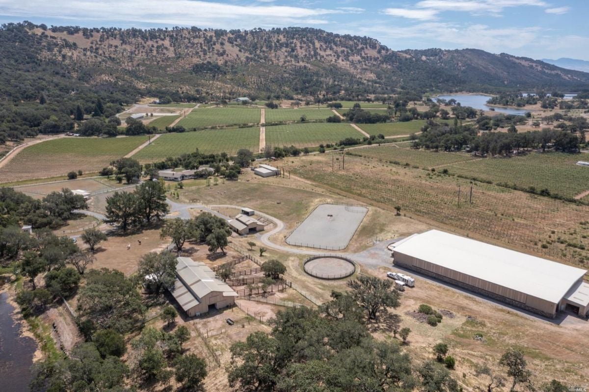 Aerial view of the property.
