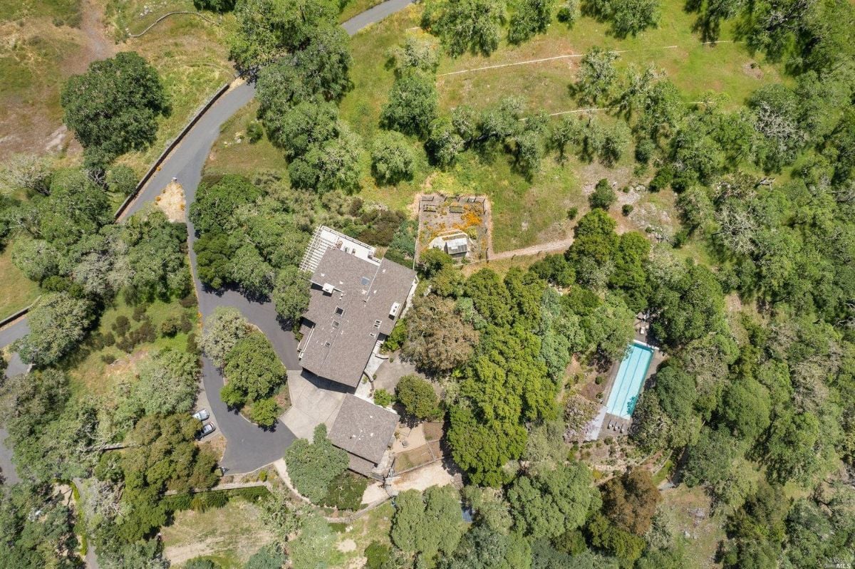 Aerial top view of the estate.
