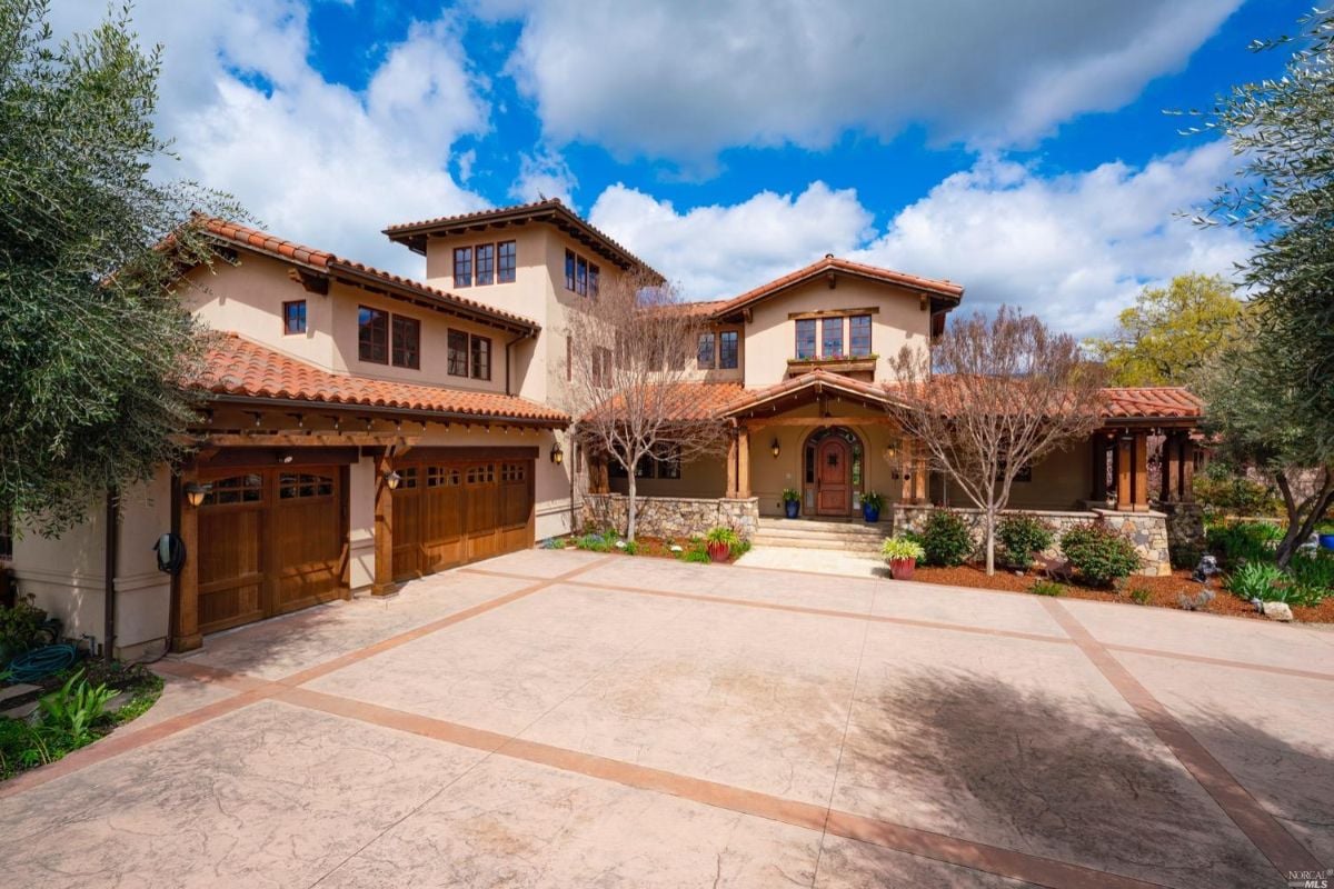 Garage and formal entry of the house.