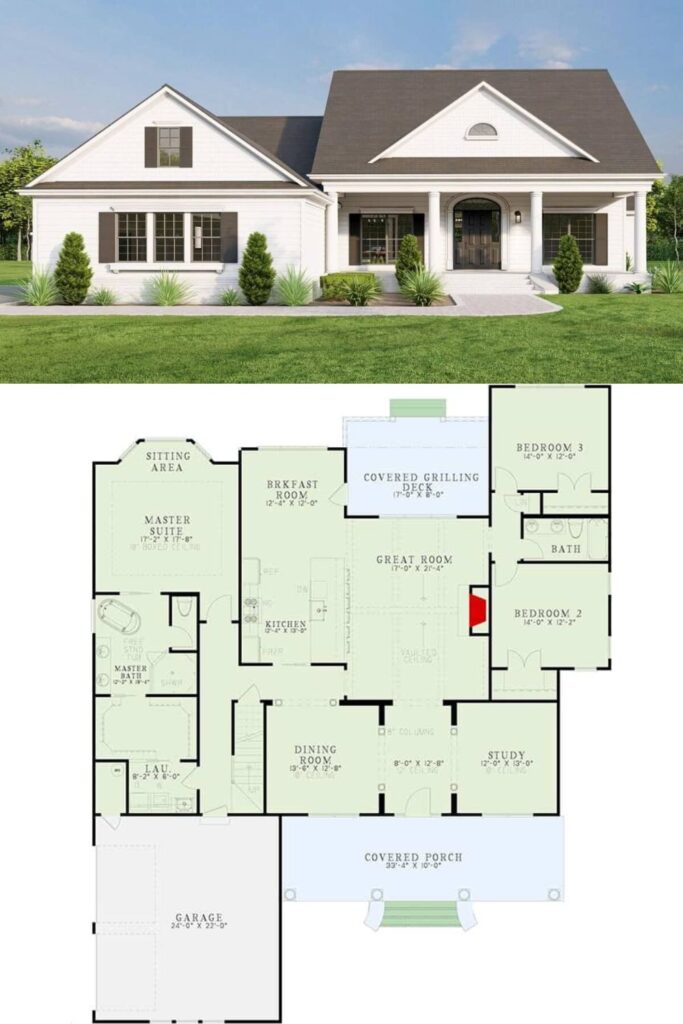 Southern Style 4-Bedroom Single-Story Home with Side-Entry Garage and ...
