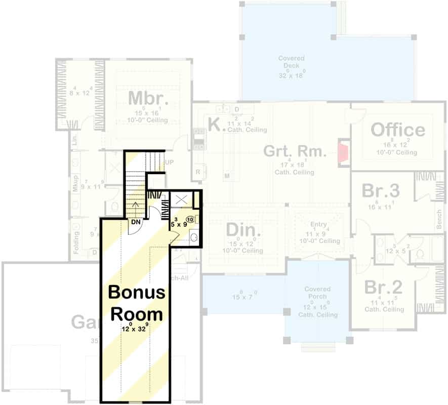 Bonus level floor plan with a full bathroom and a walk-in closet.