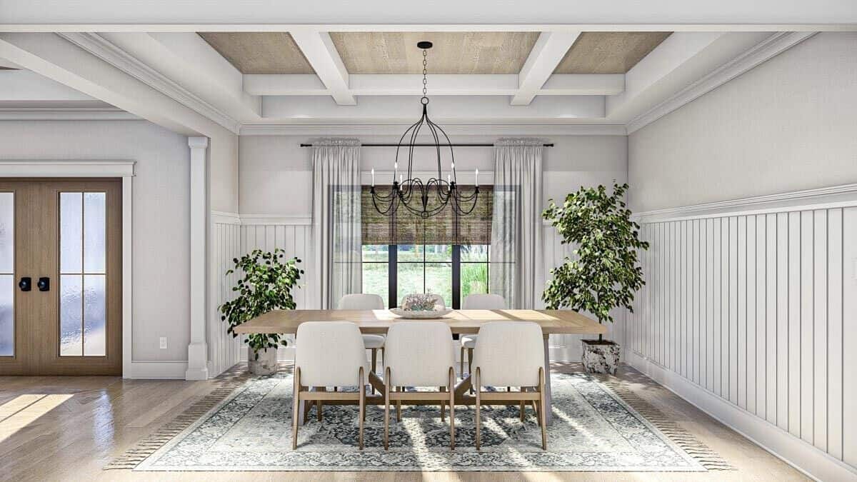 The dining room sits next to the foyer and offers a 6-seater dining set.