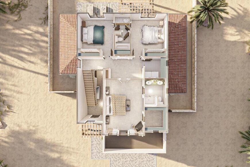 Two-Story Southwest Style 3-Bedroom Adobe Home with Loft and Balcony ...