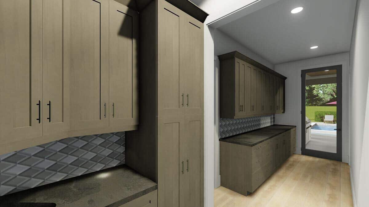Pantry with lots of storage and additional counter space.