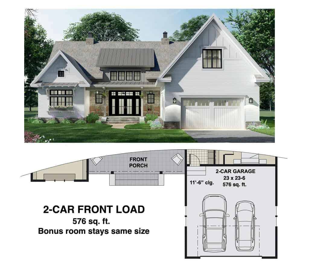 2-Car front-loading garage