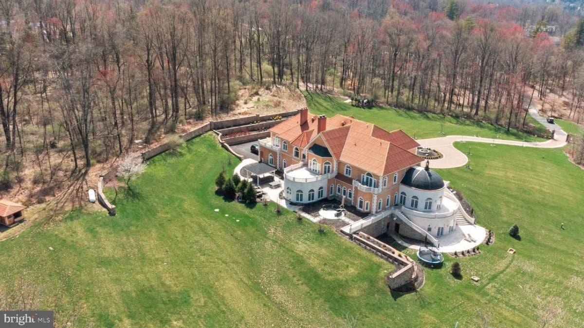 Mansion's aerial view.