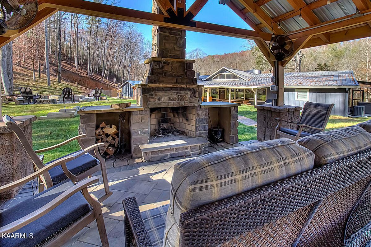 Stone fireplace