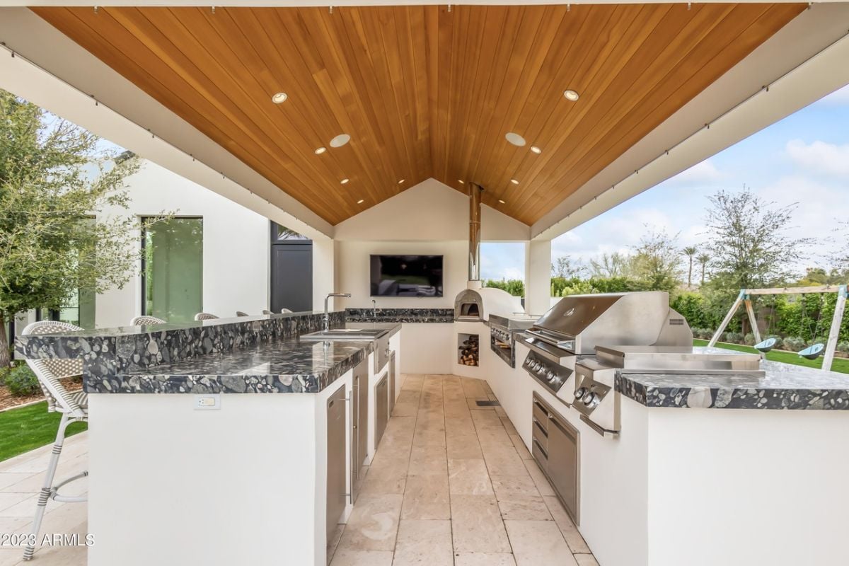 Large pizza oven and grill.
